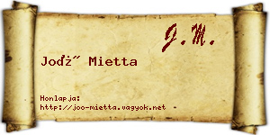 Joó Mietta névjegykártya
